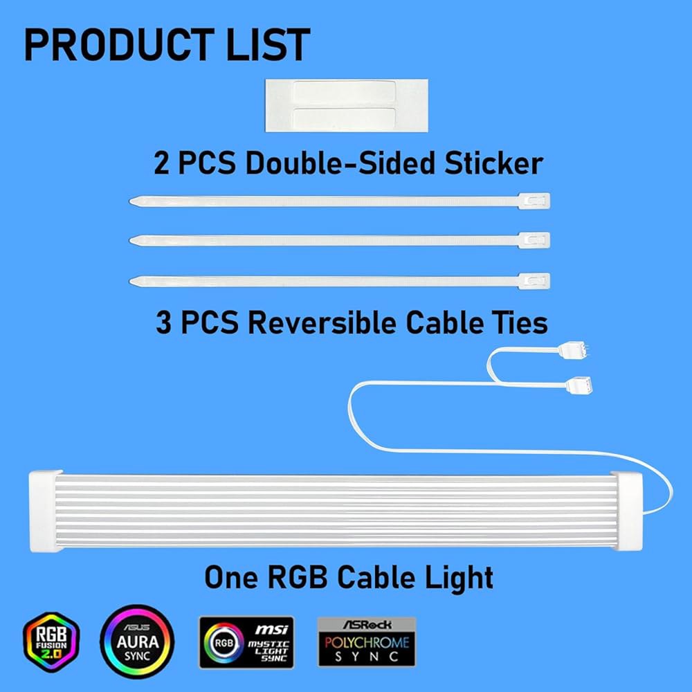 PSU 케이블용 재즈쿨링 PC RGB 라이트 스트립, CL300 5V 3핀 ARGB 동기화, 6핀 8핀 12핀 16핀 24핀 케이블 확장용 수트, 케이스용 컬러풀 - 상세 이미지 3