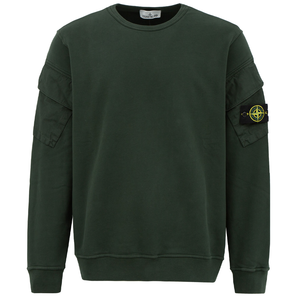 XL 스톤아일랜드 슬리브 포켓 디테일 주니퍼그린 맨투맨 K2S156100008 S0A20 V005E (2025 F/W) - 상품 이미지
