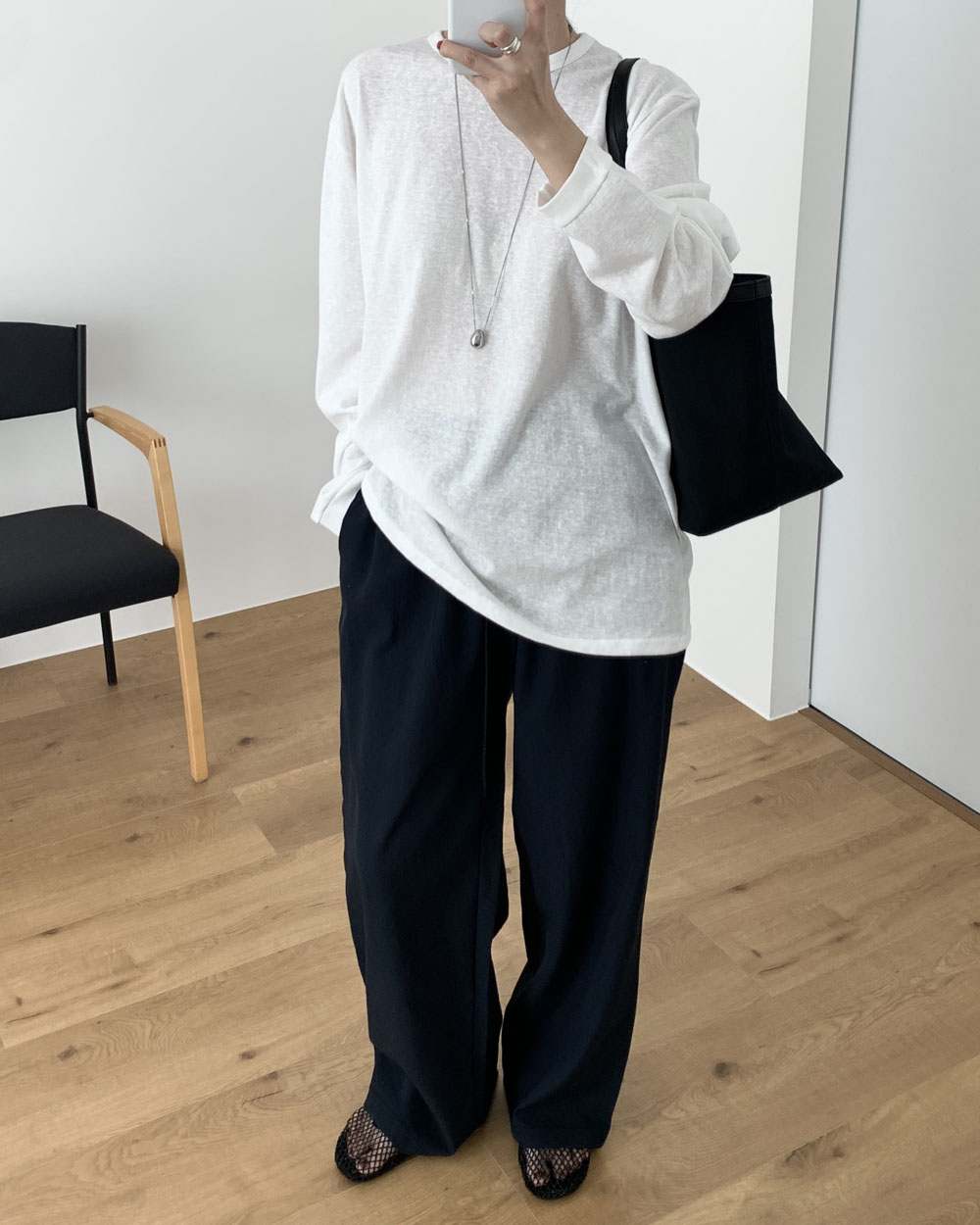 [일부당일] 애니 밴딩팬츠 데일리 일자 와이드바지 웨어링무드 (4c) 이미지 4