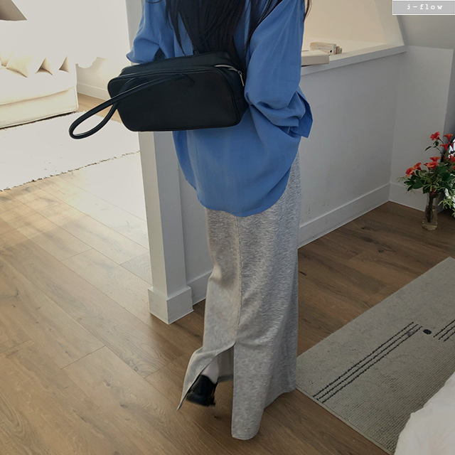 유렌 부들 스트랩 트레이닝 맥시 스커트 3col 봄 여름 롱 뒷트임 스판 데일리 제이플로우 - 상세 이미지 3