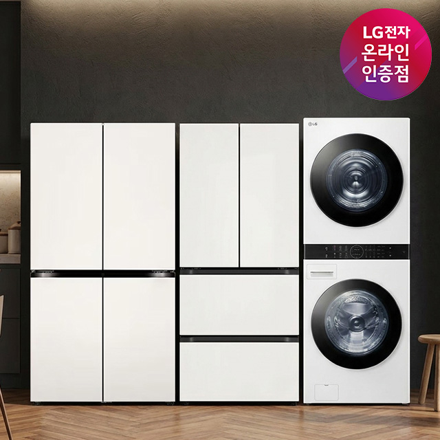 LG 디오스 냉장고 + LG 디오스 김치톡톡 + LG 트롬 워시타워 (T876MEE111 + Z408MEEF23 + W2421WAMR) - 상품 이미지