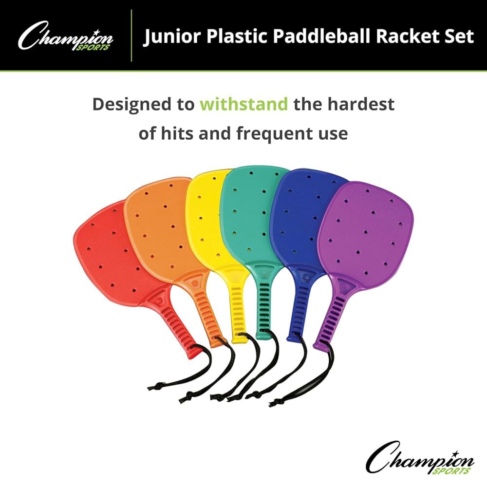 Champion Sports 35.6cm(14인치) 주니어 플라스틱 패들볼 다양한 라켓 - 6개 세트 색상 3 Raquetball Foam Set of - 상세 이미지 3