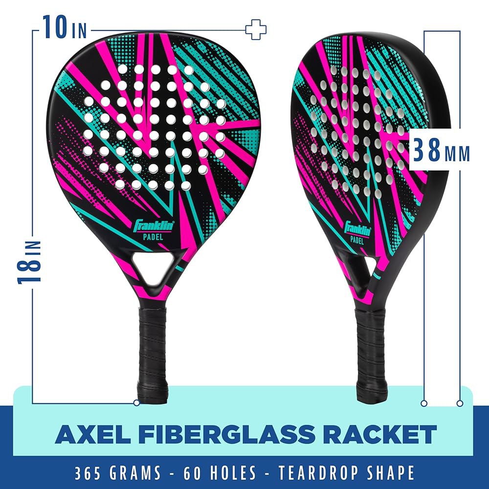 Franklin Sports - Axel Padel 세트 라켓 섬유 코어, 폼 파델 및 휴대용 있는 2개 케이스가 유리 Axel Padel Set - 상세 이미지 3