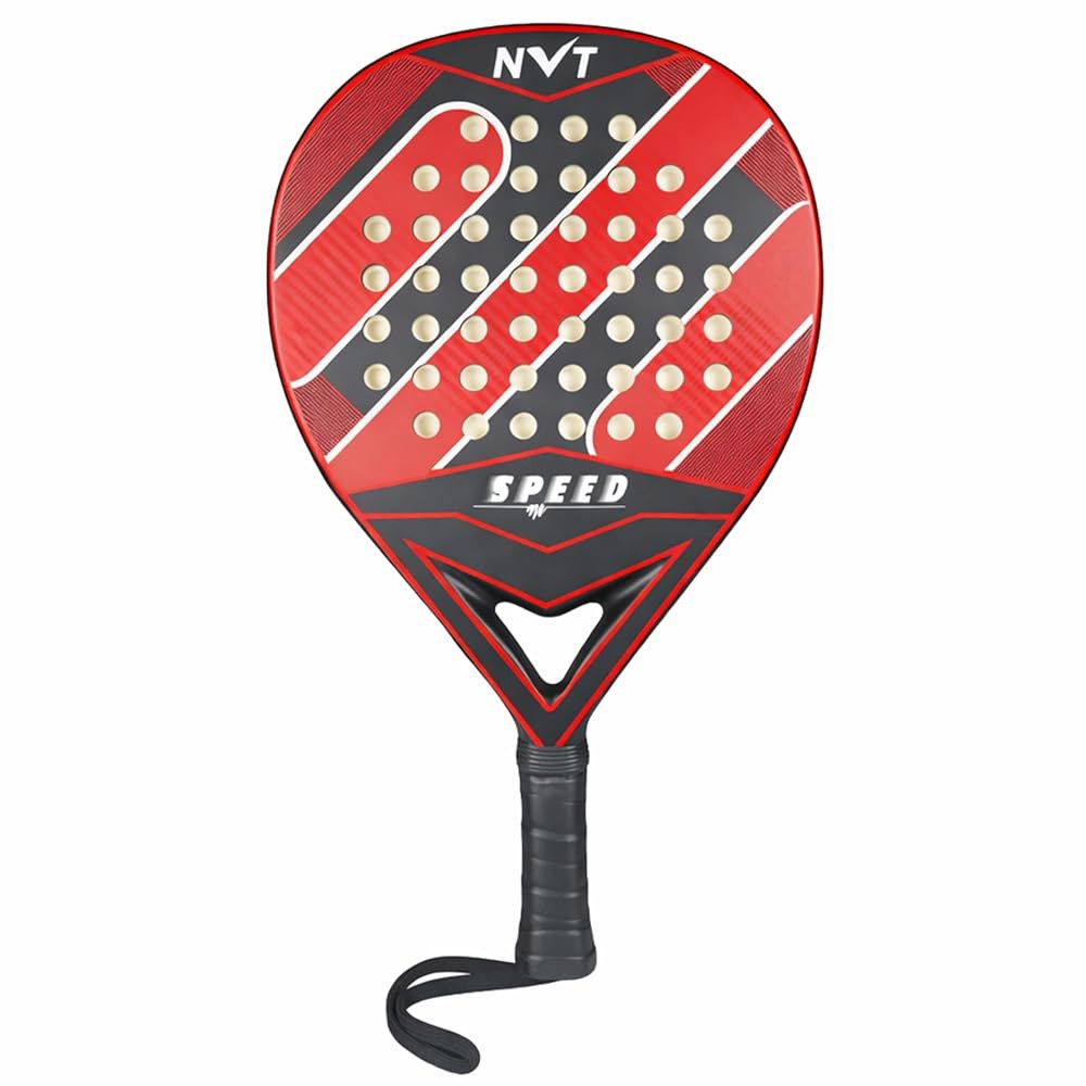 성인용 Padel 라켓, 탄소 섬유 프레임 미끄럼 플레이를 경기 훈련 방지 및 패들, 페이스, 파워 컨트롤 Raqueta Pala 유리 그립, 경량 위한 - 상품 이미지