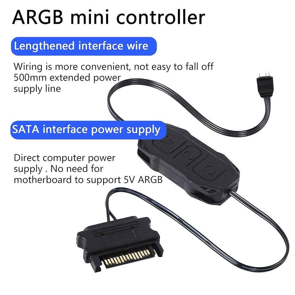 CERRXian 5V 3핀 ARGB 컨트롤러, 내장 조명 모드, SATA 전원 공급 장치, 또는 DIYARGB 팬이 없는 마더보드, 라이트 스트립, 보드 - 상세 이미지 2