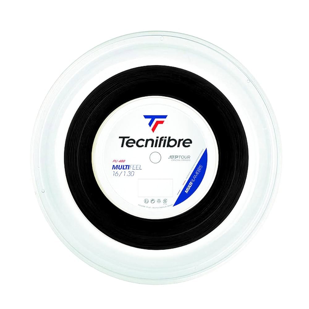 Tecnifibre 성인용 Rolle 200M 멀티필 테니스 스트링, 블랙, mm 1.30 1.30 mm Black - 상품 이미지