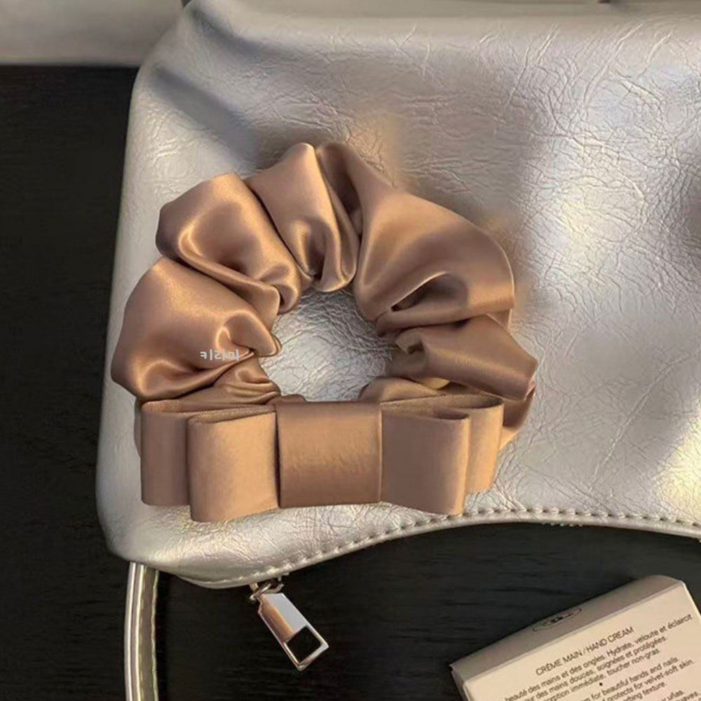 깔끔한 새틴 리본 곱창머리끈 헤어 스크런치 심플 헤어슈슈 데일리 곱창밴드 이미지 6