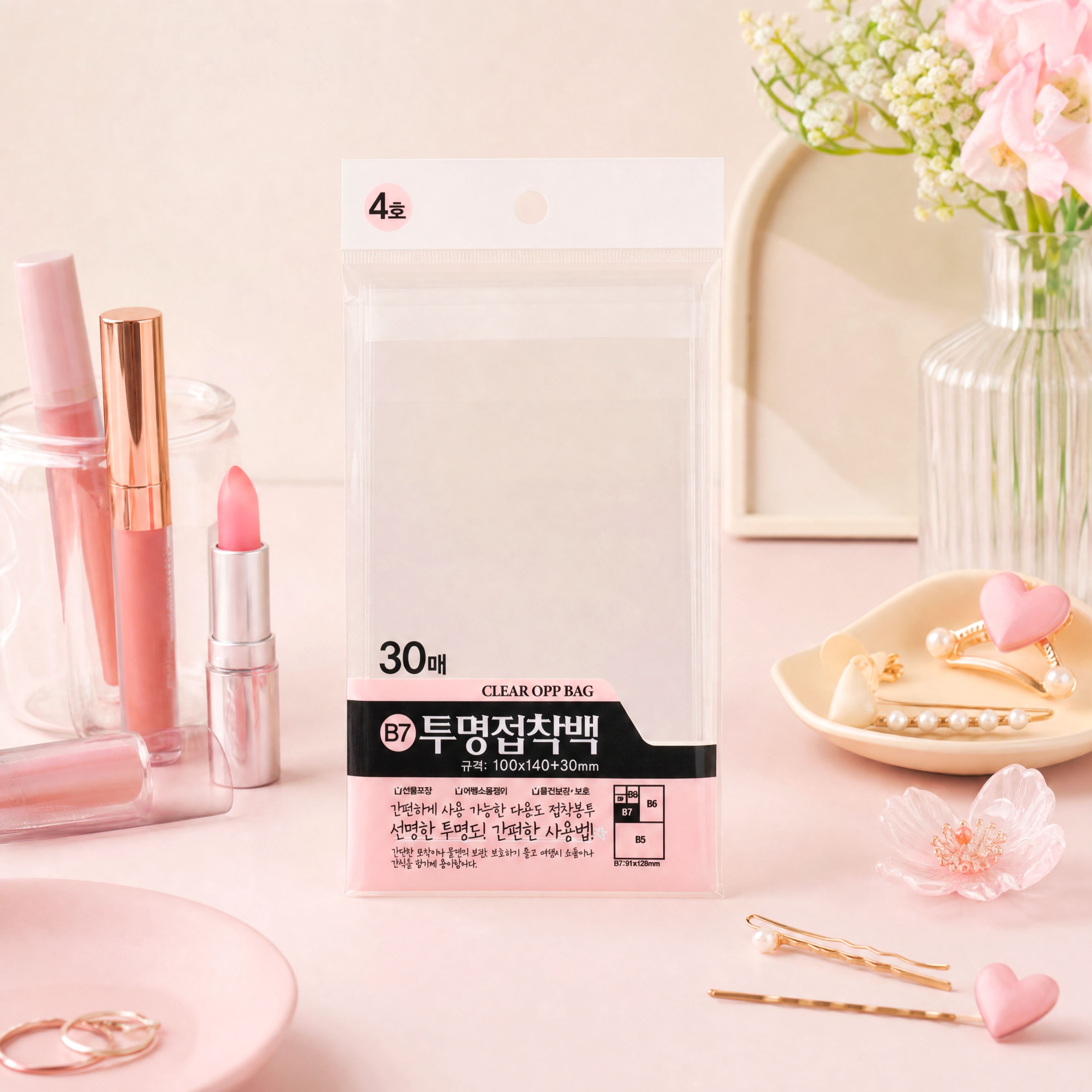 OPP봉투 접착 7x10+3 55매 2호 오피피 투명 포장 비닐 - 상세 이미지 4