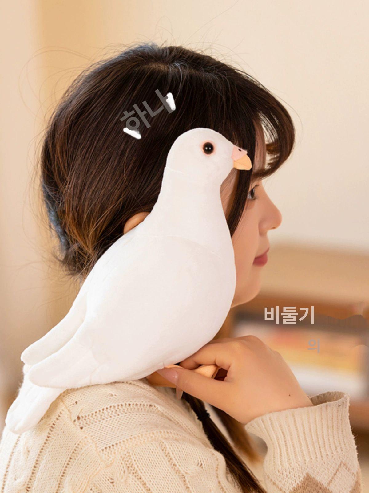유니크한 새인형 까치 비둘기인형 귀여운 인형 선물 리얼리스틱 화이트 도브 20cm - 상세 이미지 5