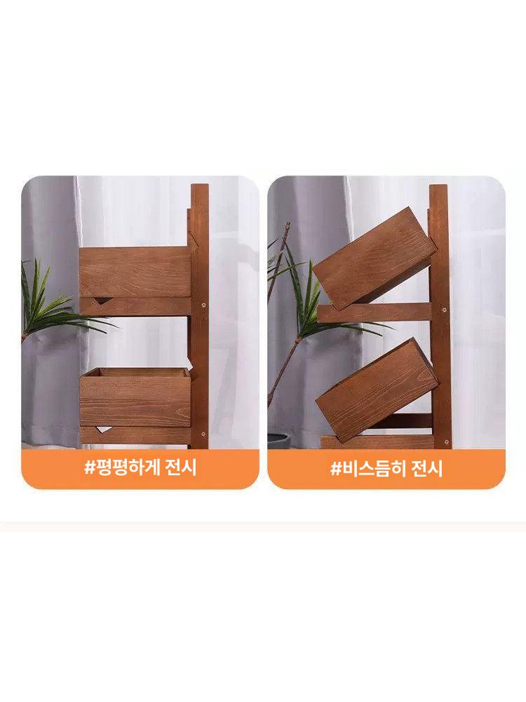 우드 트롤리 선반 이동식 원목 주방 웨건 수납장 3단 체리 우드 - 상세 이미지 4