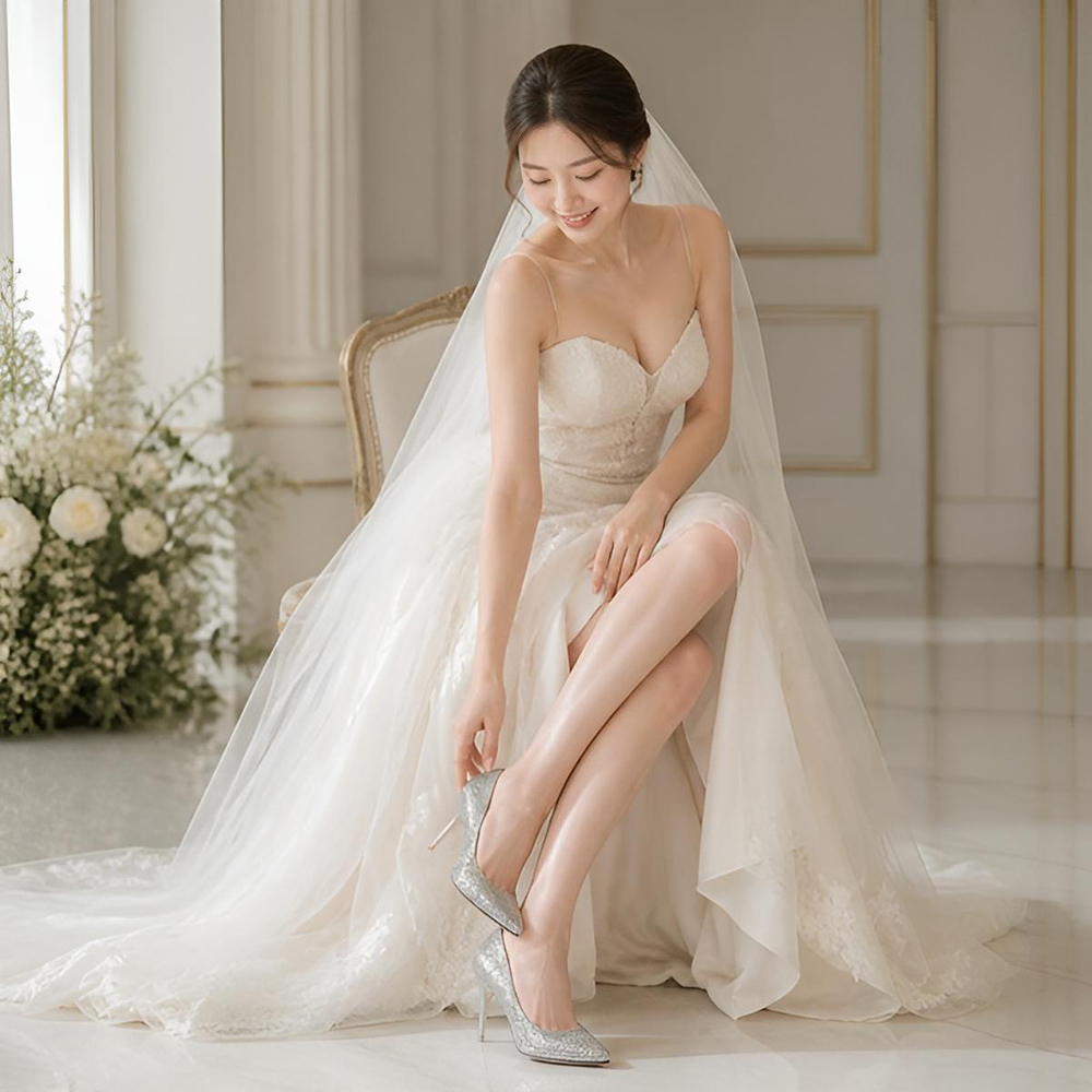 좋으니 발편한 스틸레토 하이힐 글리터 웨딩구두 6cm 9cm - 상세 이미지 4