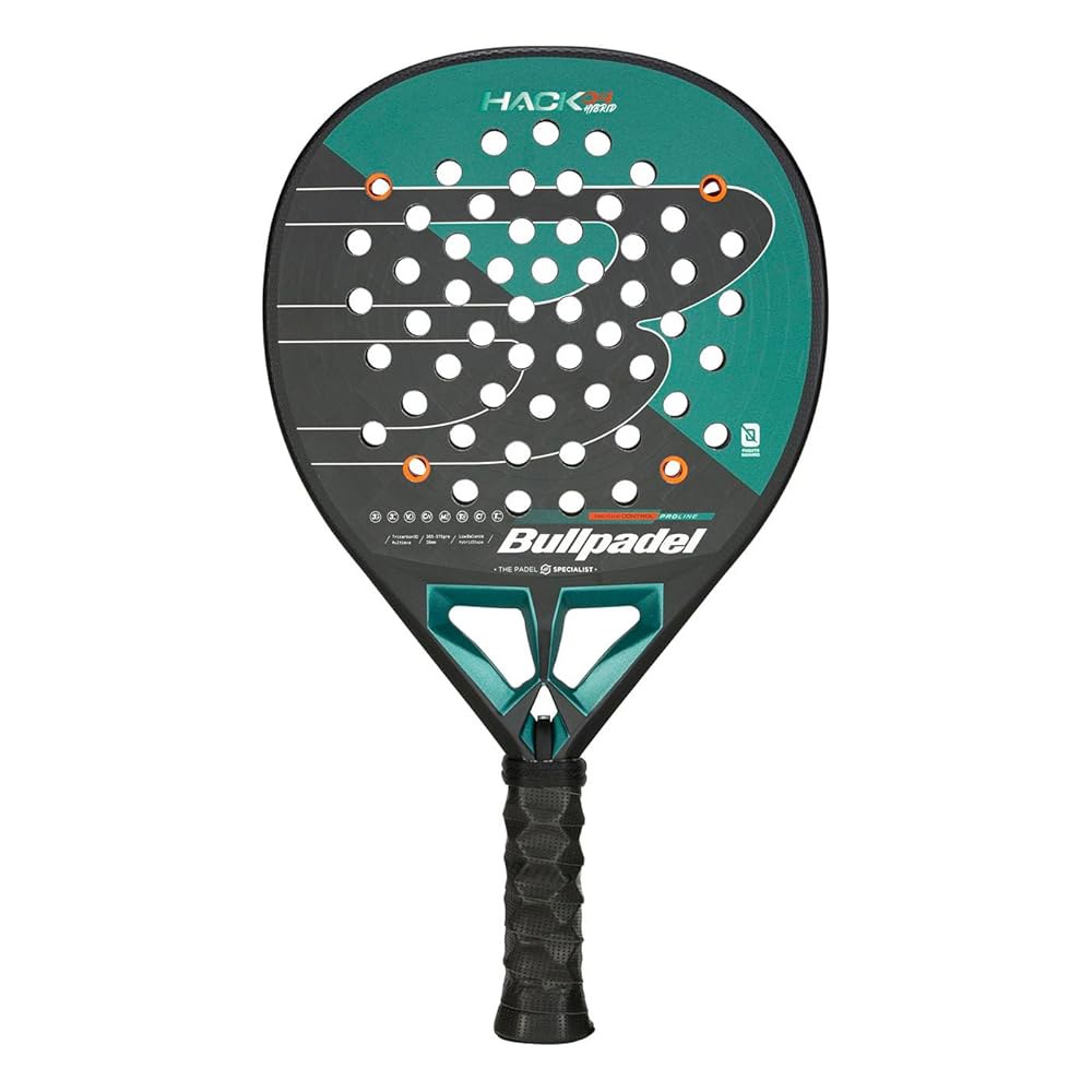 BULLPADEL Padel Racket HACK 04 하이브리드 파델 밸런스 파키토 하이 코어 및 공기 3D 역학 다이나믹 트라이코어 트라이카본 컨트롤 멀티Eva 나바로 안정성 - 상품 이미지