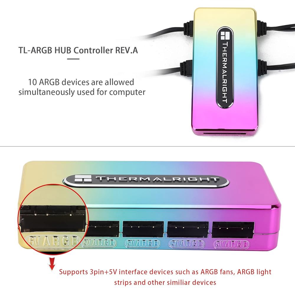 Thermalright ARGB 팬 허브 컨트롤러 지원 8개의 그룹, 8포트 3핀 PC 컨트롤러, 5V 허브, 강력 페이스트 (팬 REV 10) - 상세 이미지 3