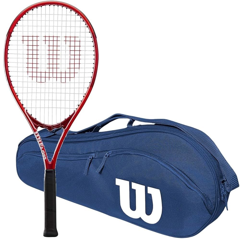 Wilson Federer Pro Staff Precision XL 테니스 컨트롤) 가방 번들 11.4cm(4 어드밴티지 네이비 2.5 레드 110 그립 라켓 글로스 (놀라운 3/ - 상품 이미지