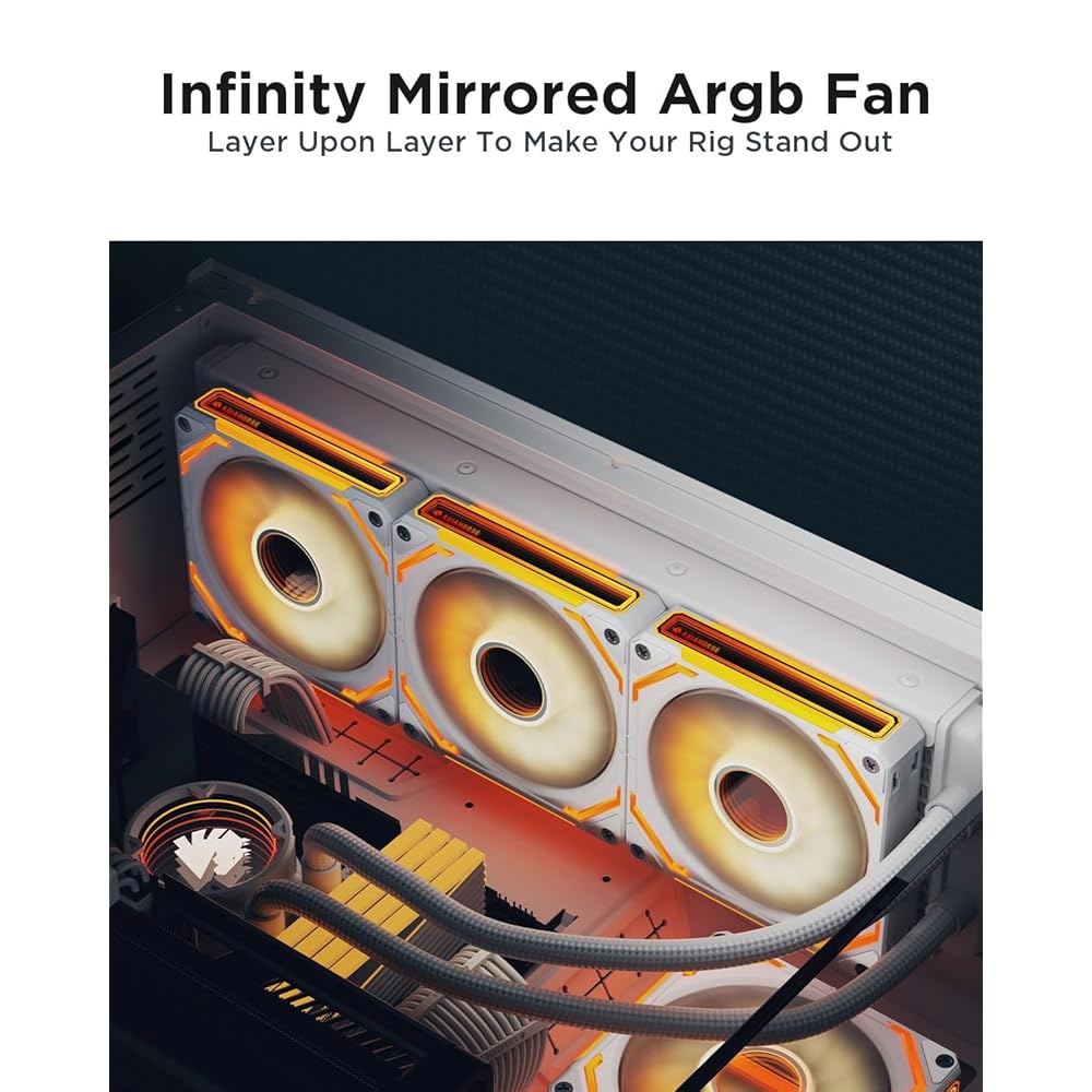 AsiaHorse COSMIQ 120mm PC 케이스 팬, 5V 3핀 커넥터와 소형 컨트롤러가 장착된 Infinity Mirror FDB 2000 RPM, CPU 리퀴드 쿨러용 - 상세 이미지 2
