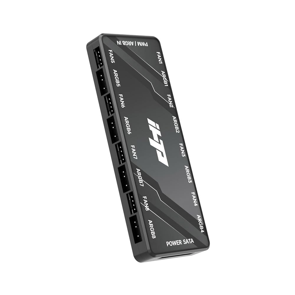 PC 팬 허브, 5V3핀 ARGB&12V4핀 PWM 2in1 총 16포트 ARGB SATA 전원, 마그네틱 베이스 유연성 향상 Fan Hub - 상품 이미지