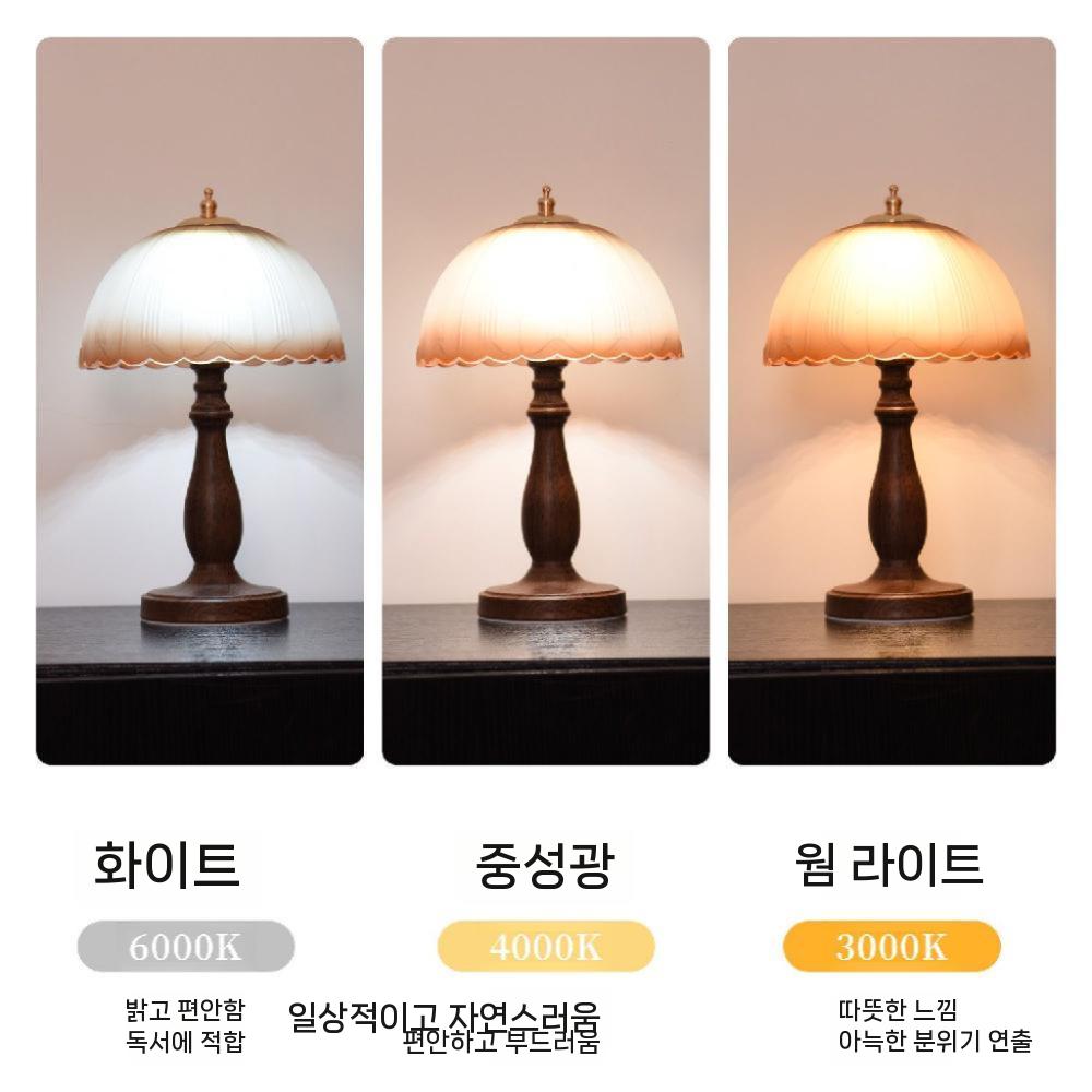 단스탠드 패브릭 무드등 스탠드조명 독서등 엔틱 등갓 블램프 책상조명 테이블램프 LED 침실 - 상세 이미지 5