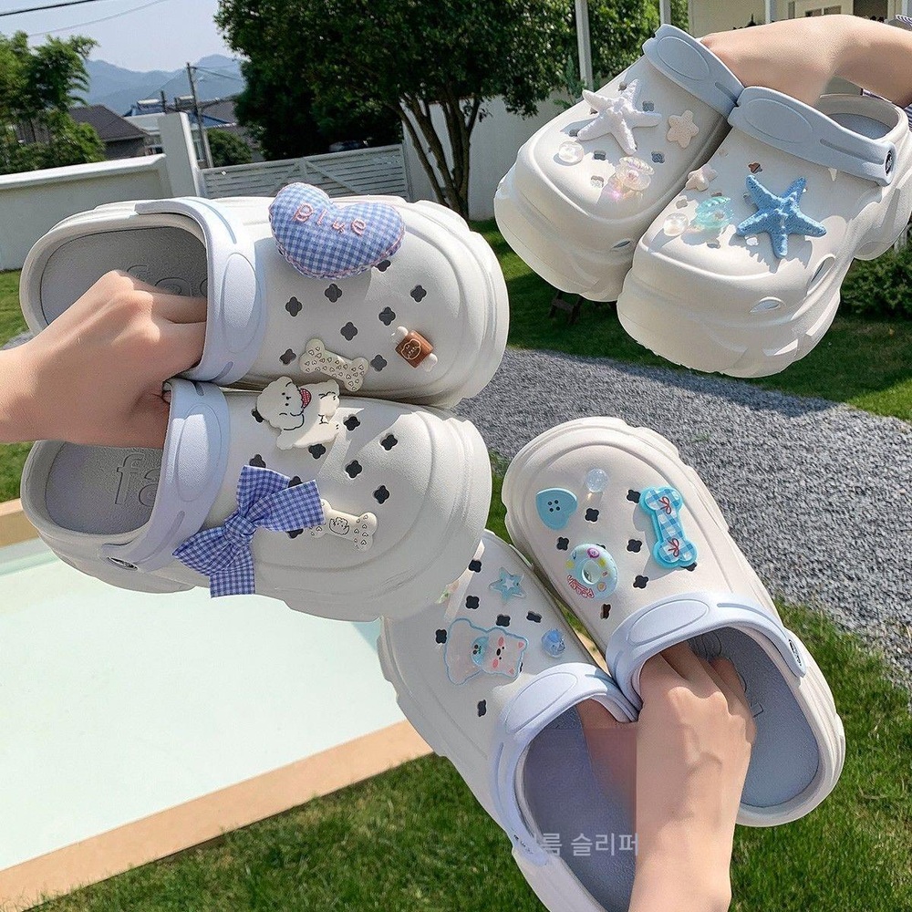 여성 클로그 슬리퍼 아치 지지대 키높이 여름 흰색 누 슈즈 36-37 (22.5cm) - 상세 이미지 2