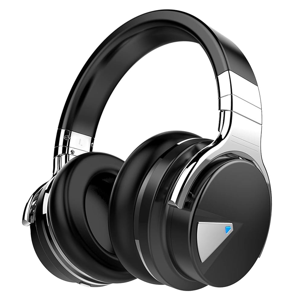Silensys E7 액티브 노이즈 캔슬링 헤드폰 무선 블루투스 헤드폰, 마이크 딥 베이스 오버 이어, 편안한 단백질 이어패드, 여행/직장 30시간 플레이 시간, 블랙 - 상품 이미지