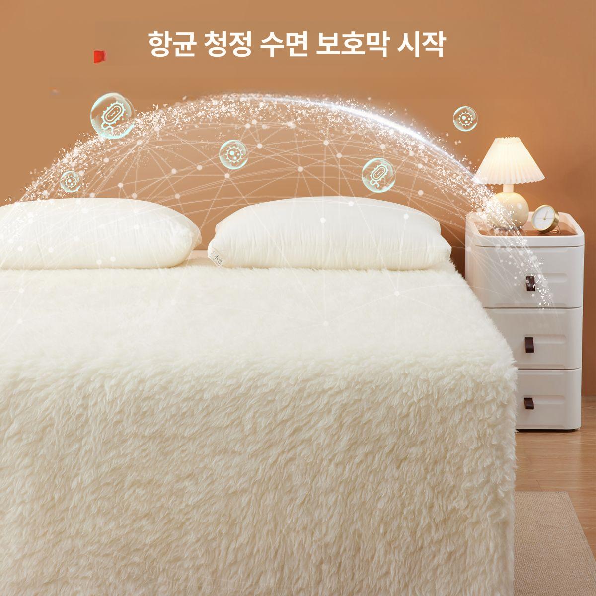 양털패드 천연양모 겨울 매트리스 침대커버 보온 화이트 숏 퍼 두꺼운 90x190cm - 상세 이미지 4