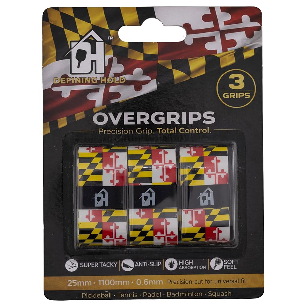 DH Defining Hold Maryland Flag Overgrips for (Maryland Long-Lasting Tacky & Pack - 3 Grips) Racket - 상품 이미지