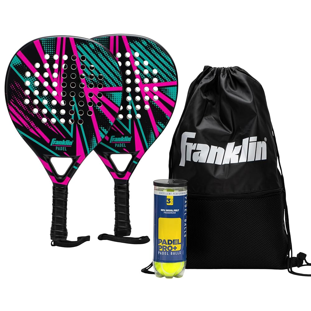 Franklin Sports - Axel Padel 세트 라켓 섬유 코어, 폼 파델 및 휴대용 있는 2개 케이스가 유리 Axel Padel Set - 상품 이미지