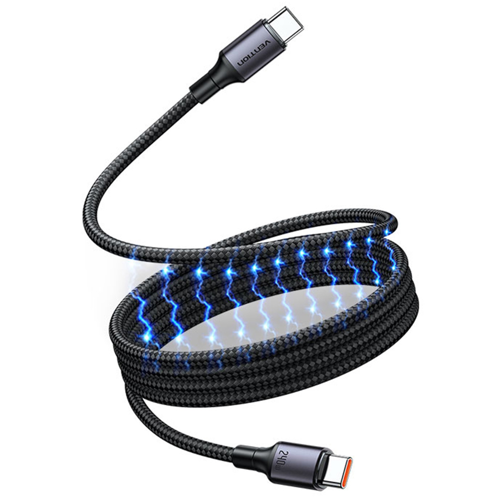 벤션 마그네틱 240W PD3.1 C to C타입 고속충전케이블 TSA 블랙, 1개, 1m - 상품 이미지