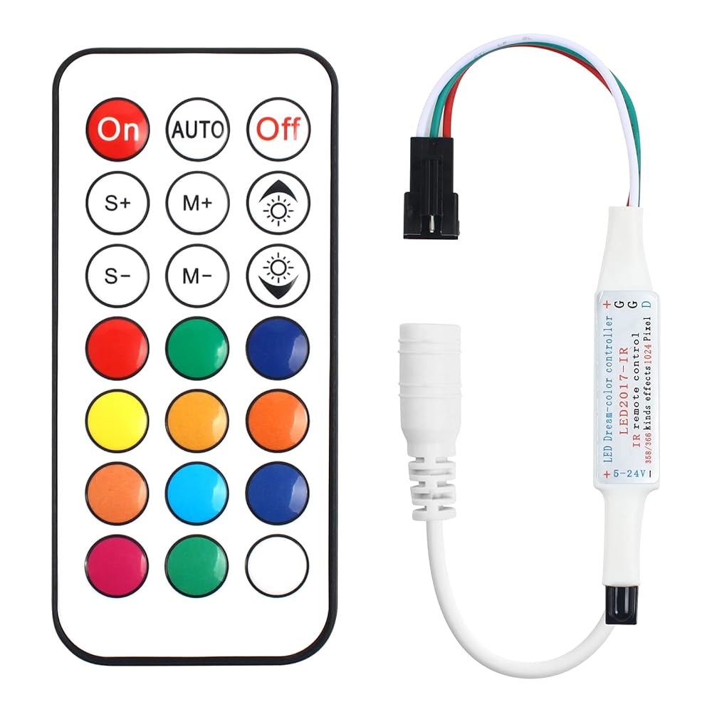 스트립 조명용 타오엘렌 리드 컨트롤러, RGB 21 키 무선 IR 리모컨 WS2812B WS2812 WS2811, 드림 컬러용 DC 5-24V DIY 홈 침실 게임룸 파티 조명 - 상품 이미지
