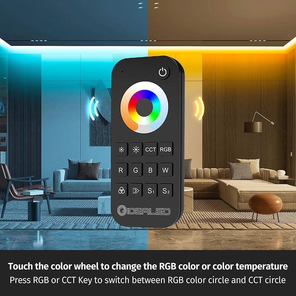 GIEDED 2.4G 무선 5채널 RGBCCT LED 컨트롤러(RF 리모컨 포함), RGBW RGBWW RGB CCT 라이트 스트립 색상 변경 DC12V-24V용 1개 컨트롤러 - 상세 이미지 3