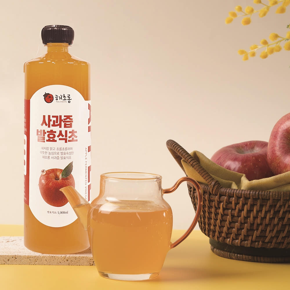 해초롱 천연발효 사과식초 1L 문경 사과,초모 함유,무첨가,혈당 관리 이미지 2