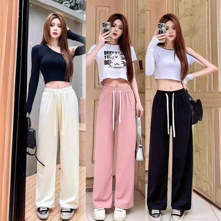 프리미엄 여자 여름 와이드 밴딩 아이스 바지 쿨팬츠 여성바지 아이스바지 밴딩팬츠 쿨바지 와이드팬츠 - 상품 이미지