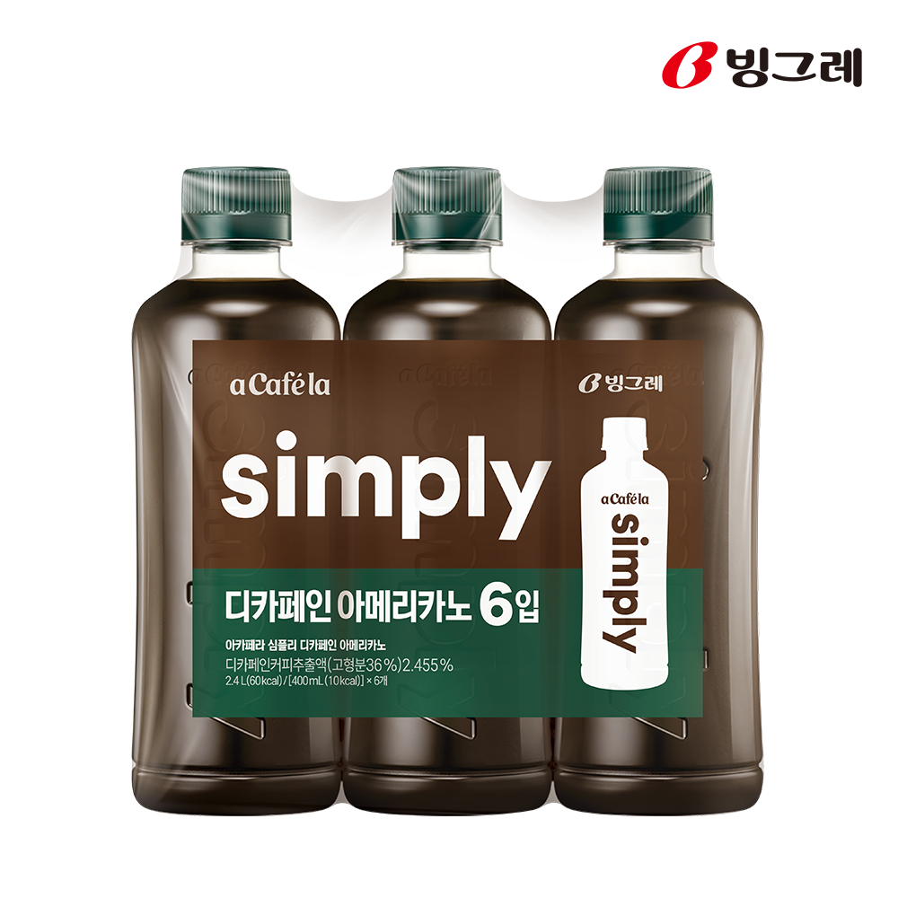 빙그레 아카페라 심플리 디카페인 아메리카노, 400ml, 6개 이미지 2