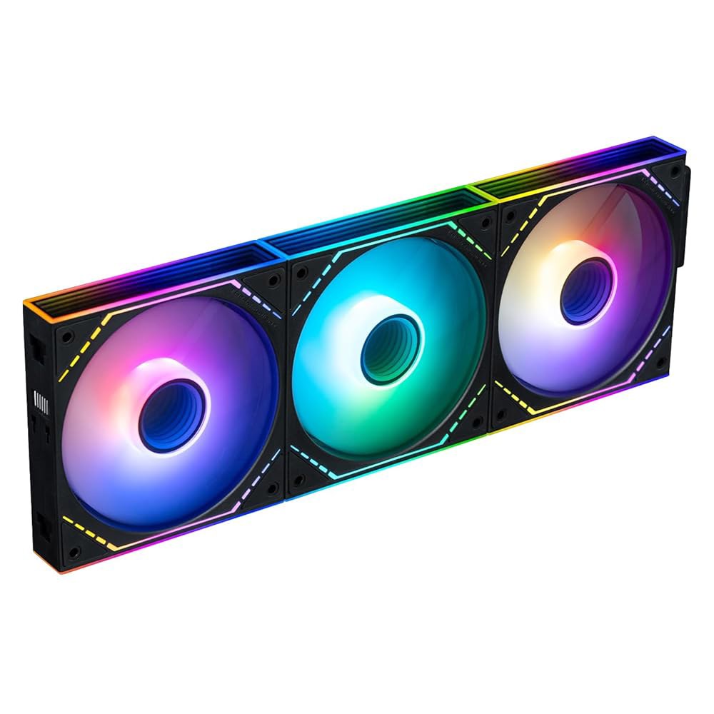 써멀라이트 TL-M12Q-S X3 120mm PC 케이스 팬, PWM ARGB 2000RPM 고풍량, 데이지 체인, 인피니티 미러 조명, 3팩 Black TL-M12Q-SX3 - 상품 이미지