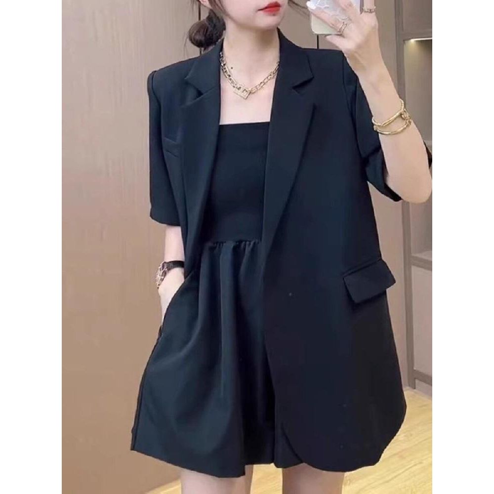 빅사이즈 세미정장 오피스룩 팬츠 자켓 정장세트 셋업수트 바지정장 여성정장 투피스 와이드팬츠 - 상세 이미지 3