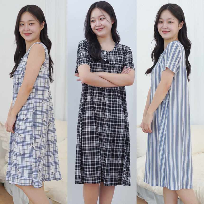 폭스클럽 여름 잠옷 여성 원피스잠옷 냉감 편한 빅사이즈 패밀리 홈웨어 파자마