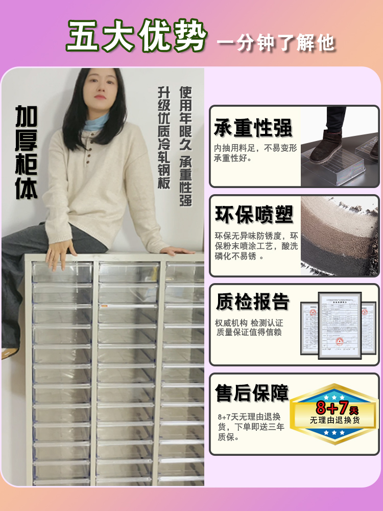 문서 보관함 서류 서랍 정리 사무실 캐비닛 트레이 36추 효율장 무문 S추 두꺼운 버전 1.2mm - 상세 이미지 4