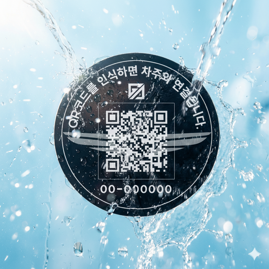 (외부) 자동차 바이크 주차 연락 가드너 방수 QR 원형 엠블럼 로고 - 상세 이미지 4