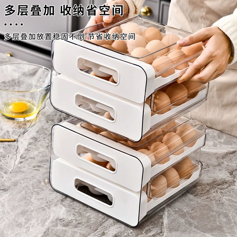 계란 왕란 서랍트레이 달걀트레이 계란정리함 달걀판 크림 화이트 깊은 계란 홈이 32개 - 상세 이미지 4