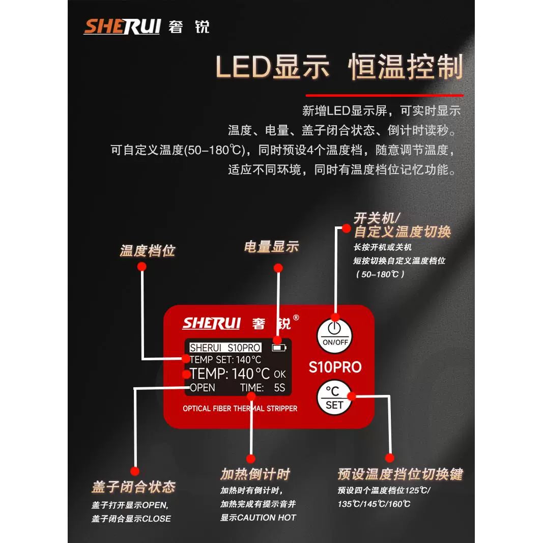 광섬유스트리퍼 광섬유 케이블 열스트리퍼 스트리핑 업그레이드형 사루이 S10PRO 공구 - 상세 이미지 5