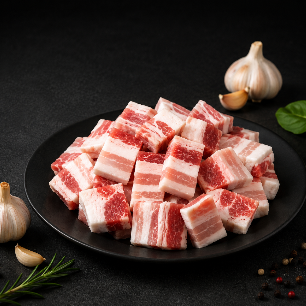 유비푸드 프리미엄 듀록 한입 삼겹살 1kg 바베큐 구이 냉삼 - 상품 이미지