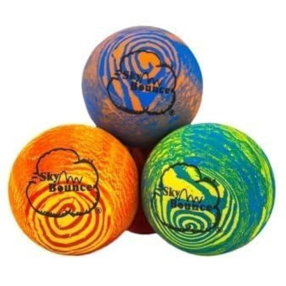 Sky Bounce Balls 레인보우 컬러 고무 캐치, 게임용, 라켓볼, 기타 고무(12팩) 핸드볼, 할로우 및 지름 스틱볼, 5.7cm(2 프리미엄 1/4인치) 핸드볼(핸드볼) 상품 이미지