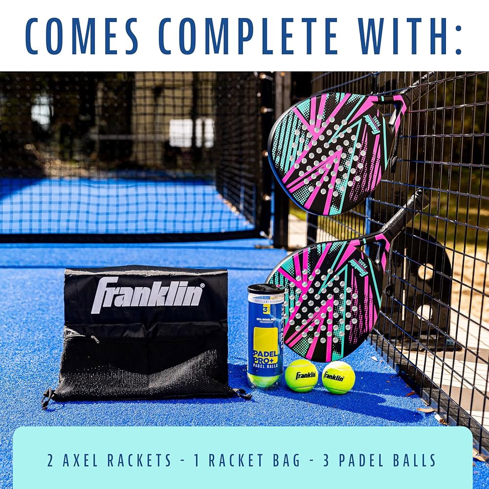 Franklin Sports - Axel Padel 세트 라켓 섬유 코어, 폼 파델 및 휴대용 있는 2개 케이스가 유리 Axel Padel Set - 상세 이미지 2