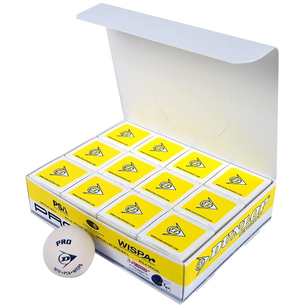 Dunlop Sports Pro Glass 코트 스쿼시 볼 12개 팩) (화이트, 2 Pro Glass Court Squash - 상품 이미지