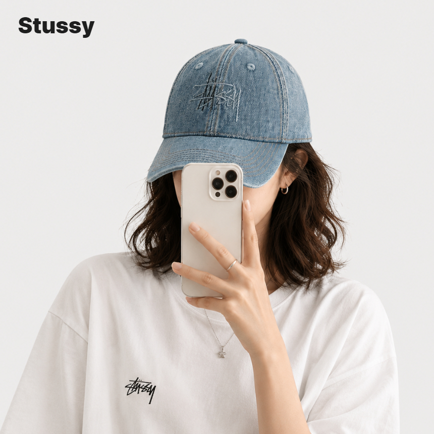 스투시 모자 로우 프로 파일 데님 스트랩백 데일리 스트릿 학생 직장인 커플 - 상품 이미지