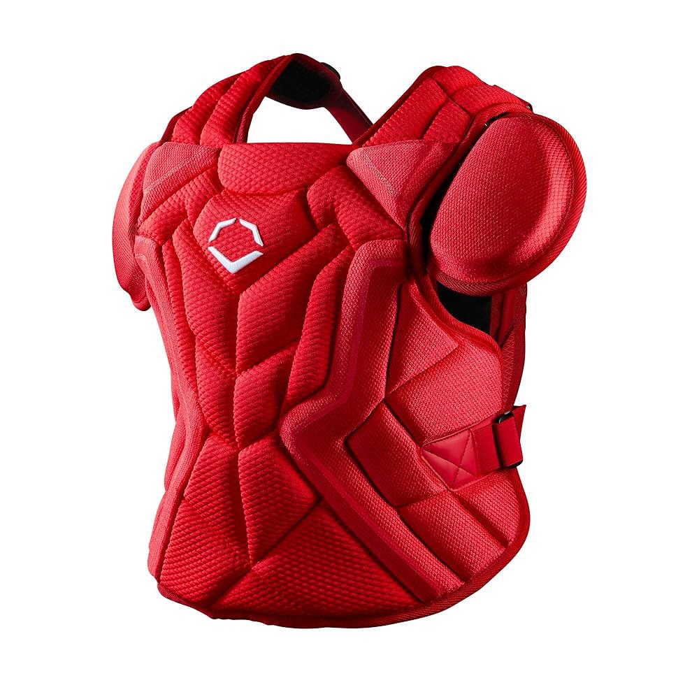 EvoShield Pro-SRZ 2.0 야구 포수 가슴 중간, 보호대 - 스칼렛 Adult Black - 상세 이미지 2