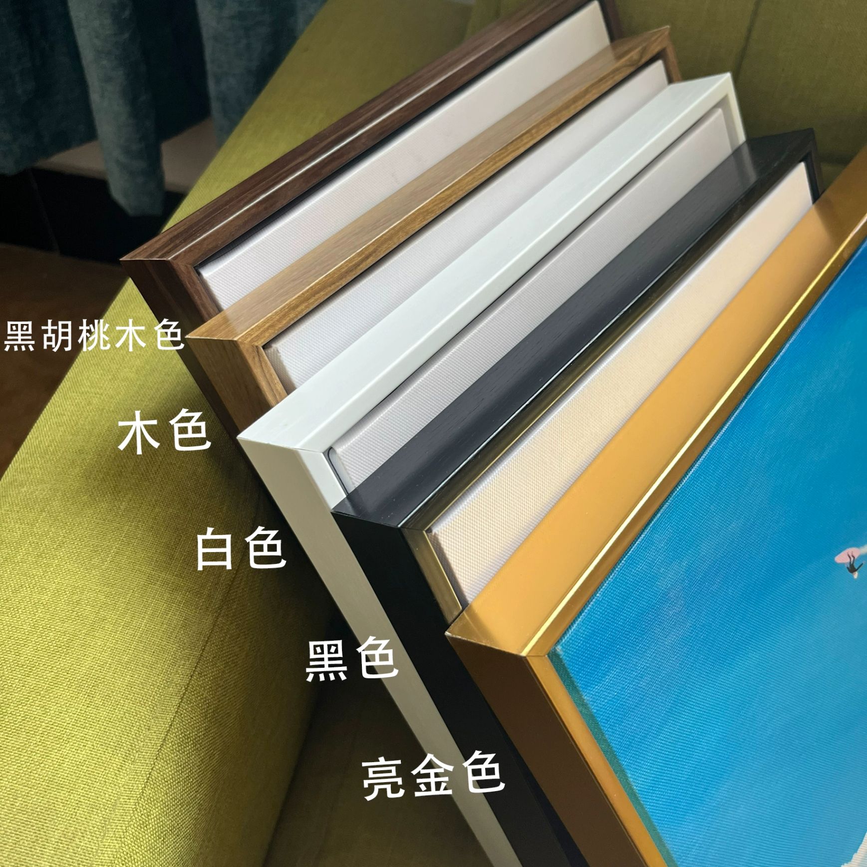 하늘 풍경화 그림 대형 액자 고급 캔버스 벽걸이 반고 수확 침대 헤드 너비 100x높이 30cm 우드 색상 얇은 프레임 - 상세 이미지 5