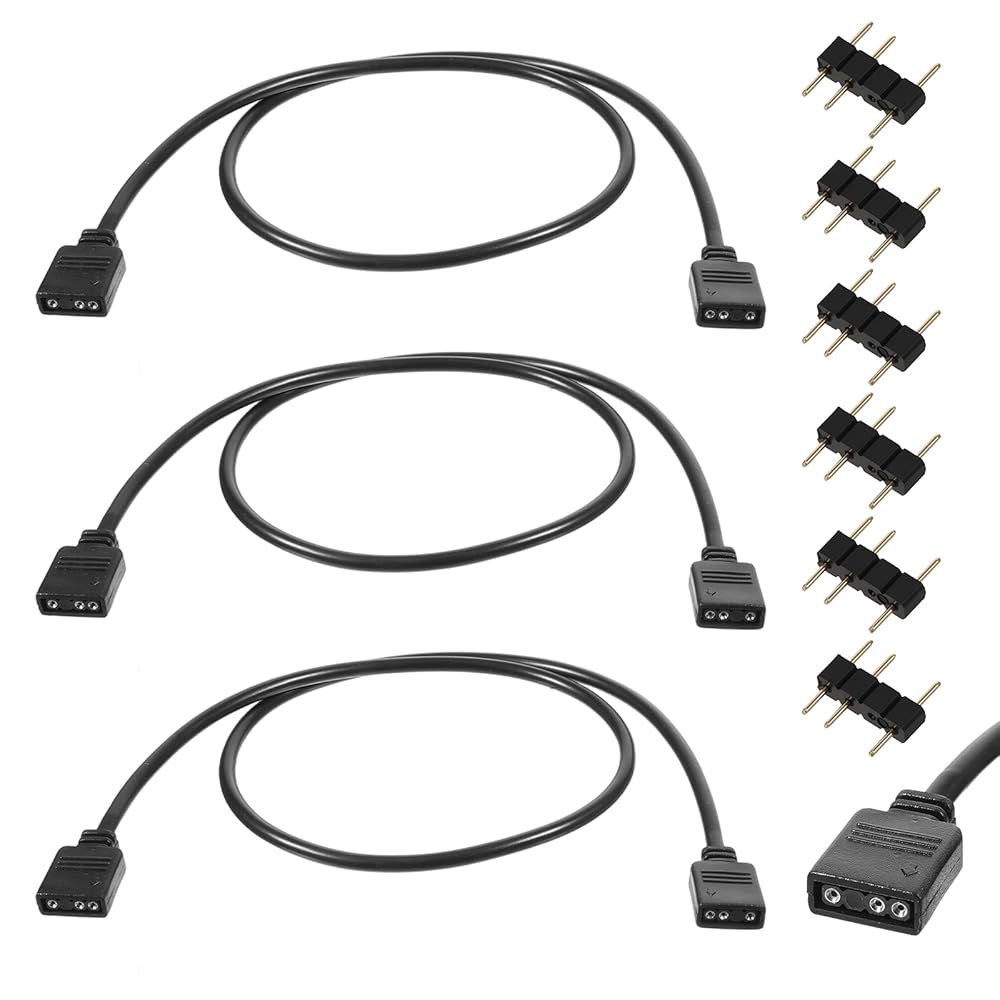 3팩 ARGB 확장 케이블 주소 지정 가능한 RGB - 여성 대 1 스플리터 5V 3핀 커넥터 코드 와이어 컴퓨터 50cm / 19.68인치 확장용 - 상품 이미지