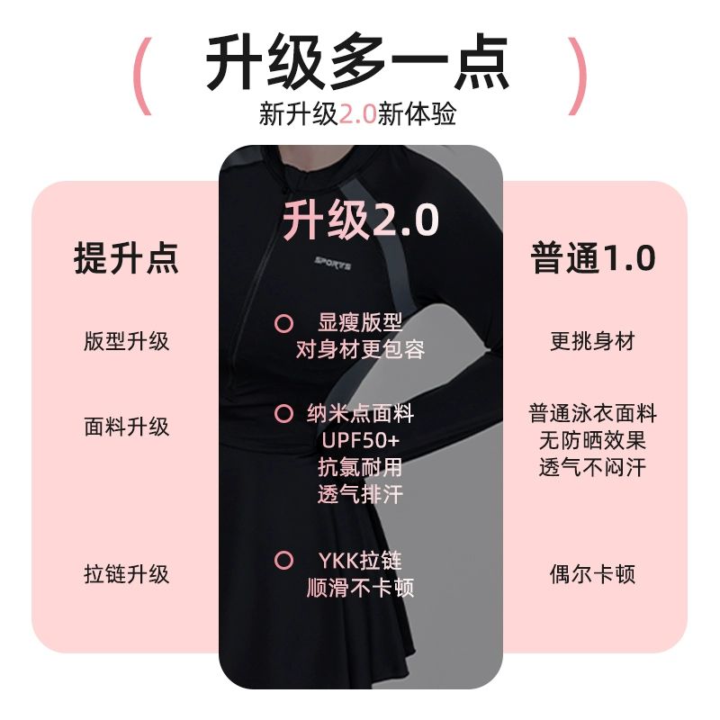 긴팔 원피스수영복 자외선차단 빅사이즈 여성수영복 클래식블랙 L - 상세 이미지 5