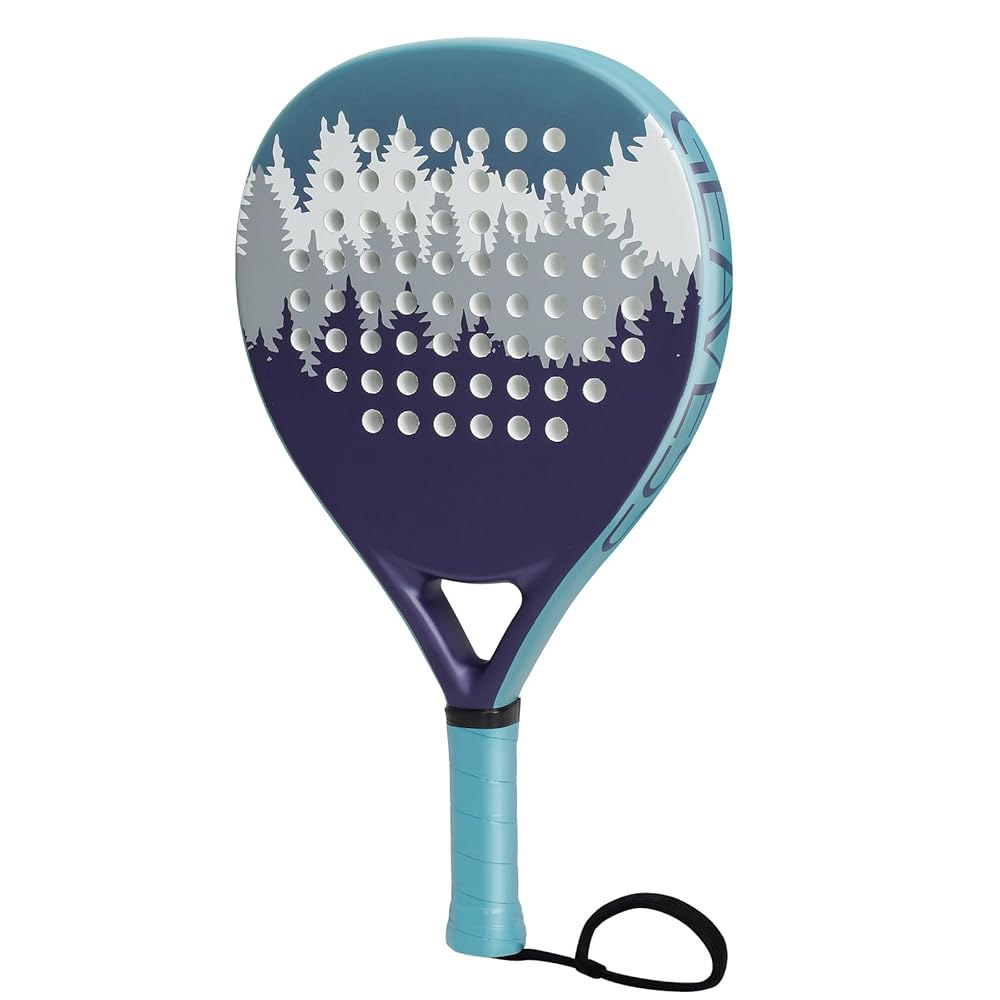 GEAVESS Padel 라켓, EVA 메모리 플렉스 코어가 성인 초보자 블루 스위트 표면, 경량 탄소 폼 드 팔라 청소년을 흡수 섬유 있는 위한 파델, 대형 충격 스팟, 중급자, - 상품 이미지