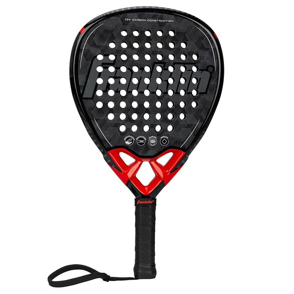 Franklin Sports Padel 라켓 - 글라이드 섬유 다이아몬드 성능 코어 모양 패드 유리 365g 포함 프리미엄 폼 블루/옐로우 - 상품 이미지
